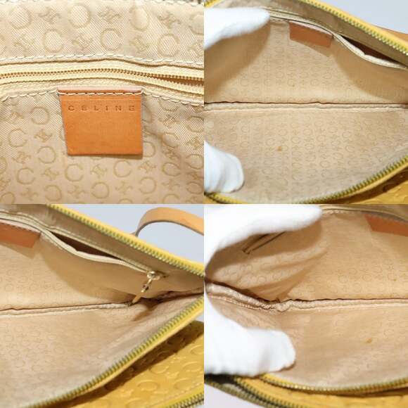 CELINE C Macadam Canvas Shoulder Bag Suede Yellow Gold - Picture 11 of 13